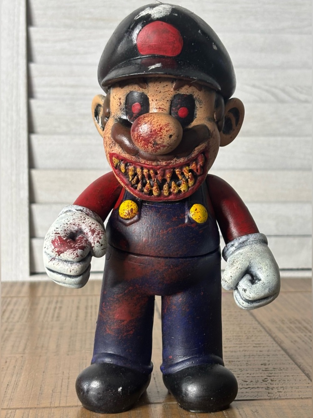 Custom Horror Zombie Mario Figure - OOAK Creepy Nintendo Art Toy
